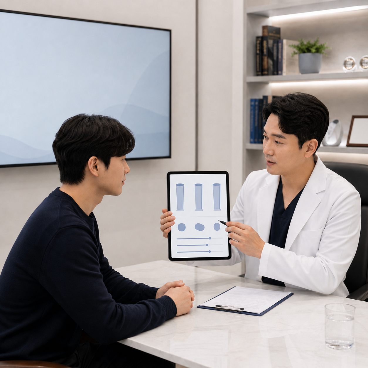 귀두확대술을 상담하는 의료진